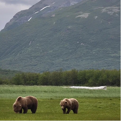 Brown bears grazing.   Photo by Alice Schermer, Katmai National Park and Preserve