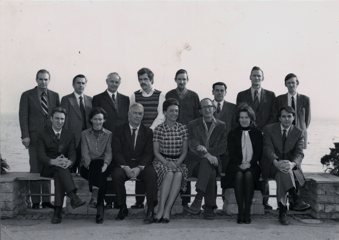 First meeting of Polar Bear Specialist Group. Chuck Jonkel, front row far right, later initiated and became first chair of Bear Specialist Group.